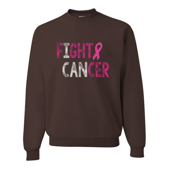 Fight Cancer Ribbon Unisex Crewneck Graphic Sweatshirt, Brown, Large