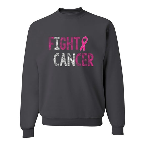Fight Cancer Ribbon Unisex Crewneck Graphic Sweatshirt, Charcoal, Large