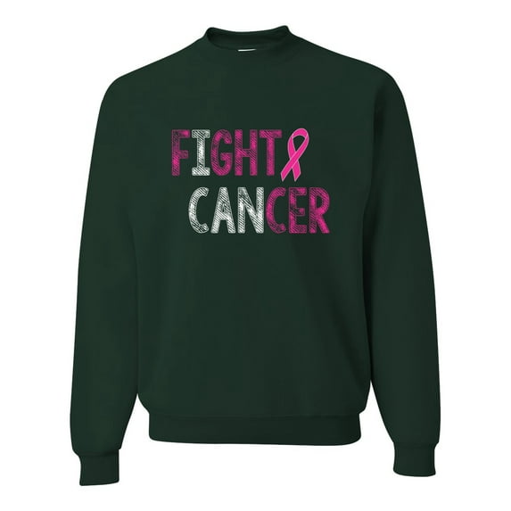 Fight Cancer Ribbon Unisex Crewneck Graphic Sweatshirt, Forest Green, Large