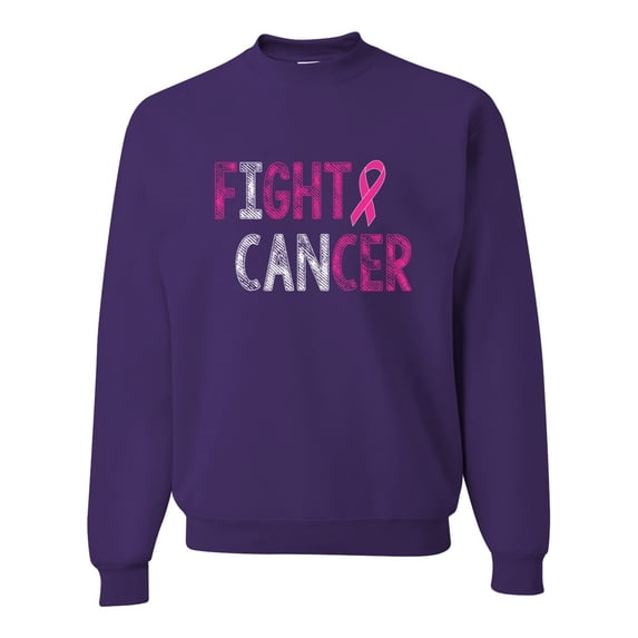 Fight Cancer Ribbon Unisex Crewneck Graphic Sweatshirt, Purple, Large