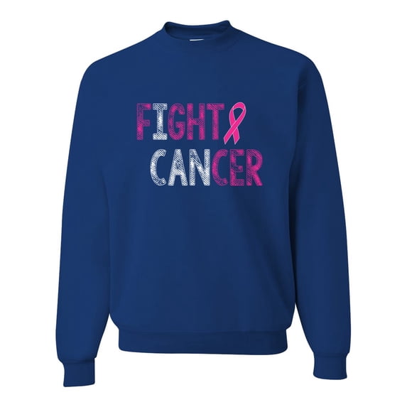 Fight Cancer Ribbon Unisex Crewneck Graphic Sweatshirt, Royal, 2XL