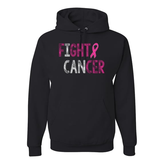 Fight Cancer Ribbon Unisex Graphic Hoodie Sweatshirt, Black, Small