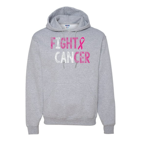 Fight Cancer Ribbon Unisex Graphic Hoodie Sweatshirt, Heather Grey, Medium
