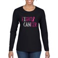 thumbnail image 1 of Fight Cancer Ribbon Womens Graphic Long Sleeve T-Shirt, Black, Small, 1 of 3