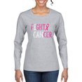 thumbnail image 1 of Fight Cancer Ribbon Womens Graphic Long Sleeve T-Shirt, Heather Grey, 2XL, 1 of 3