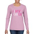 thumbnail image 1 of Fight Cancer Ribbon Womens Graphic Long Sleeve T-Shirt, Light Pink, Medium, 1 of 1