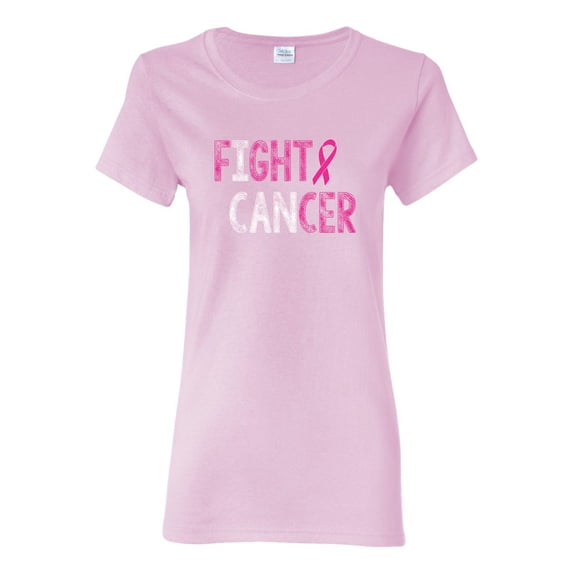 Fight Cancer Ribbon Womens Graphic T-Shirt, Light Pink, Large