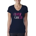 thumbnail image 1 of Fight Cancer Ribbon Womens V-Neck Tee, Navy, Medium, 1 of 3