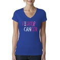 thumbnail image 1 of Fight Cancer Ribbon Womens V-Neck Tee, Royal, Small, 1 of 3