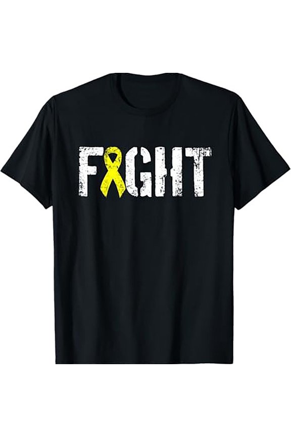 Fight Cancer T Shirt - Bone Cancer Awareness Yellow Ribbon