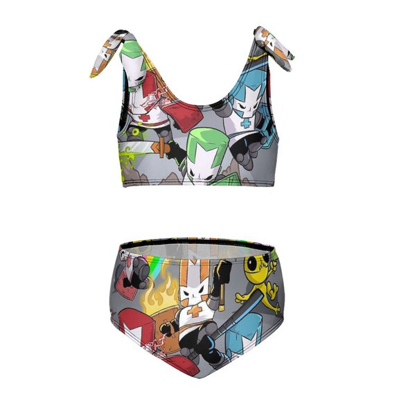 Fight Castle Crashers Kid's Swimwear Two Piece Swimsuit Summer Beach Vacation Girls Bikini Sets Bathing Suit