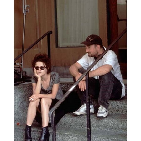 Fight Club Helena Bonham Carter sits on steps smoking cigarette 8x10 inch photo