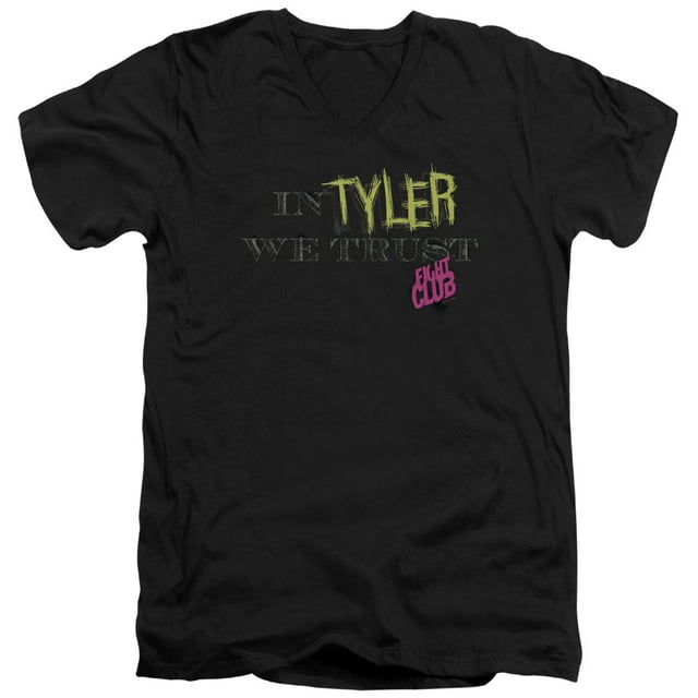 Fight Club - In Tyler We Trust - Slim Fit V Neck Shirt - Small