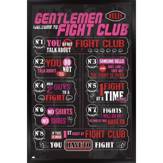 Fight Club - Rules Wall Poster, 14.725" x 22.375", Framed