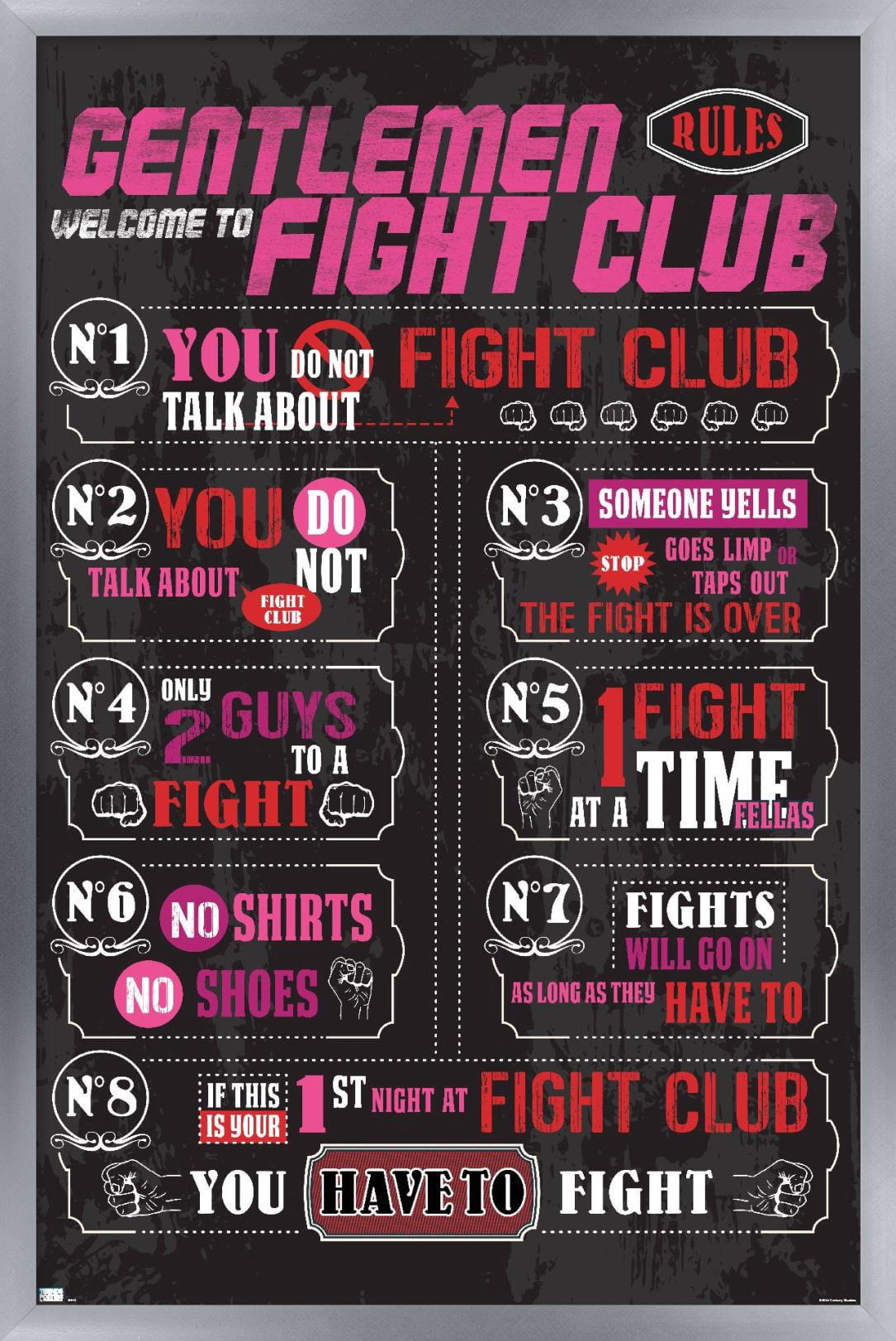 Fight Club - Rules Wall Poster, 22.375" x 34", Framed - Walmart.com