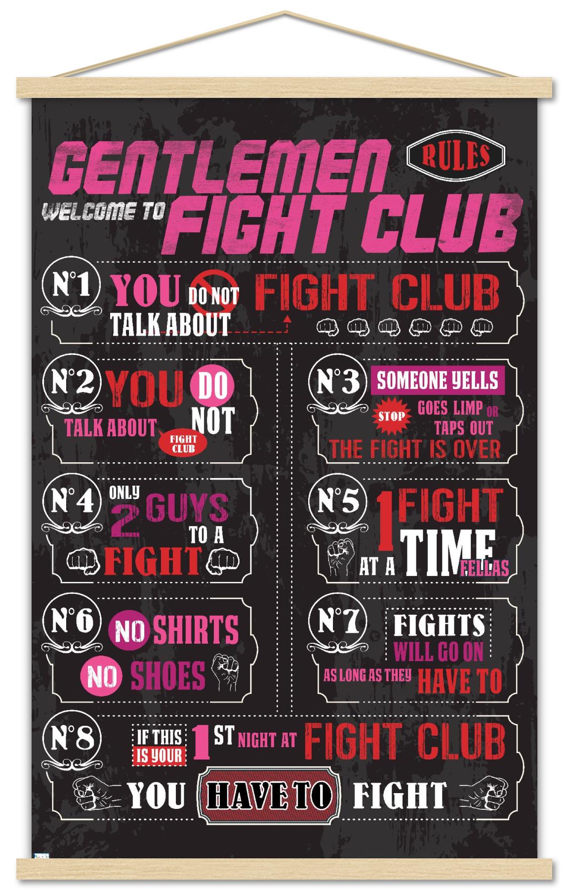 Fight Club - Rules Wall Poster with Wooden Magnetic Frame, 22.375" x 34" - image 1 of 5