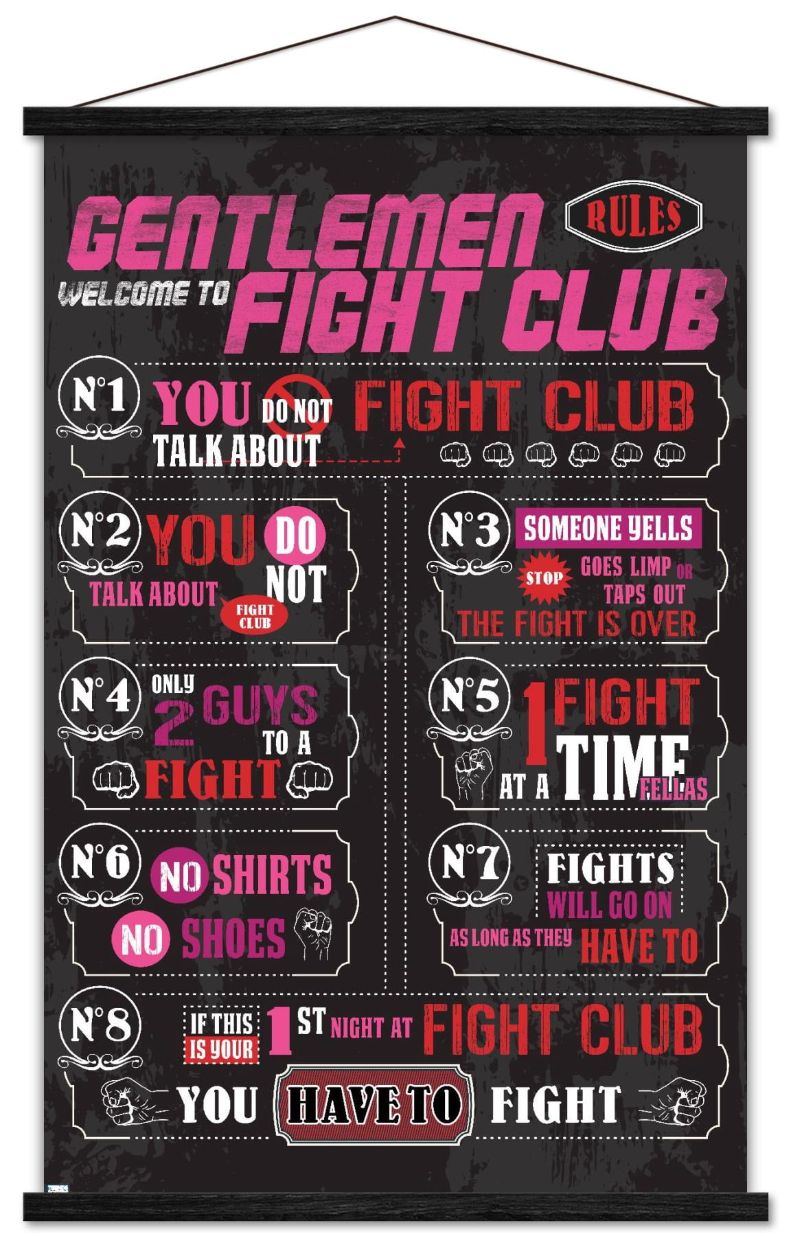Fight Club - Rules Wall Poster with Wooden Magnetic Frame, 22.375" x 34"