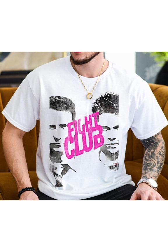 Fight Club Shirt, Grunge Distressed T-shirt, Graphic Top for Cult Movie Fans, Men's Classi
