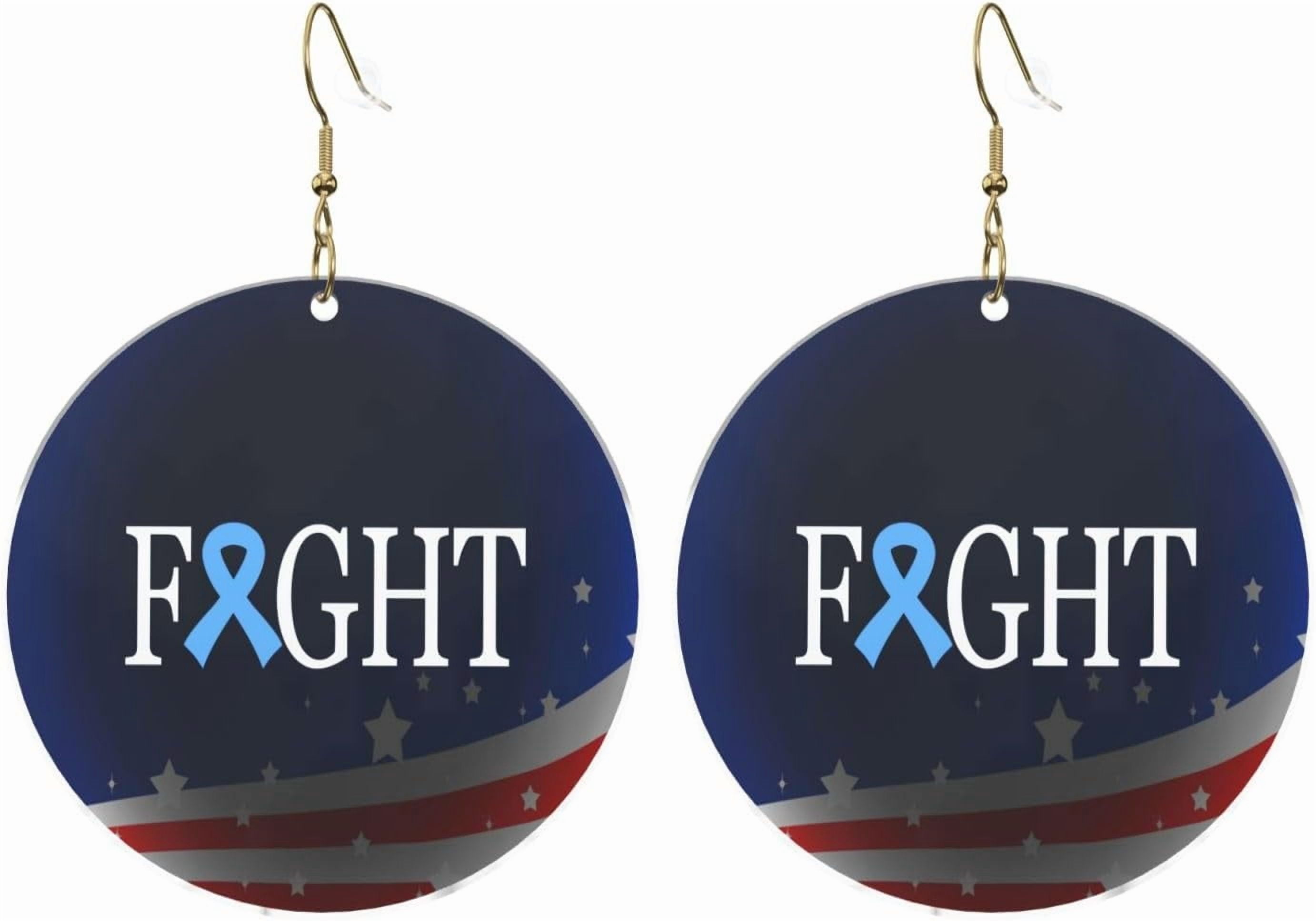 Fight Diabetes Awareness Trendy Round Acrylic Earrings Lightweight Versatile For All Occasions[f070]