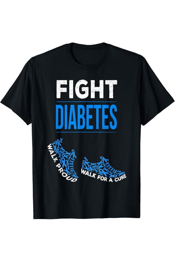 Fight Diabetes Walk for a Cure Awareness Ribbon T1D Type 1 T-Shirt