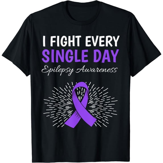 Fight Every Day Epilepsy Awareness Purple Ribbon Gift T-Shirt