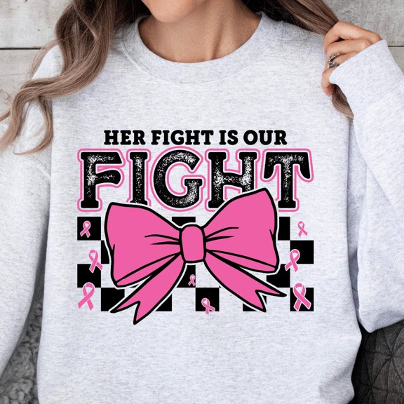 Her Fight Is Our Fight T-Shirt, Pink Ribbon, Fight Cancer Tshirt,Cancer Survivor, Cancer Awareness, Plus Sizes 2Xl 3Xl 4Xl 5Xl 6X TSHIRT All Size S-5XL