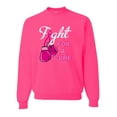 thumbnail image 1 of Fight For A Cure Breast Cancer Awareness Mens Crew Neck , Neon Pink, Small, 1 of 5