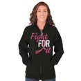 thumbnail image 1 of Fight For It Breast Cancer Aware Pink Zip Hoodie Sweatshirt Women Brisco Brands S, 1 of 2