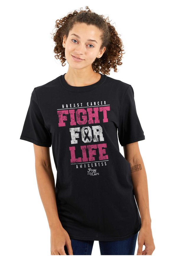Fight For Life Breast Cancer Aware Women's Graphic T Shirt Tees Brisco Brands S