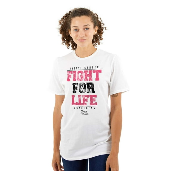 Fight For Life Breast Cancer Aware Women's Graphic T Shirt Tees Brisco Brands X