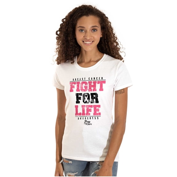 Fight For Life Breast Cancer Aware Womens Slim Fit Graphic Tee Brisco Brands L