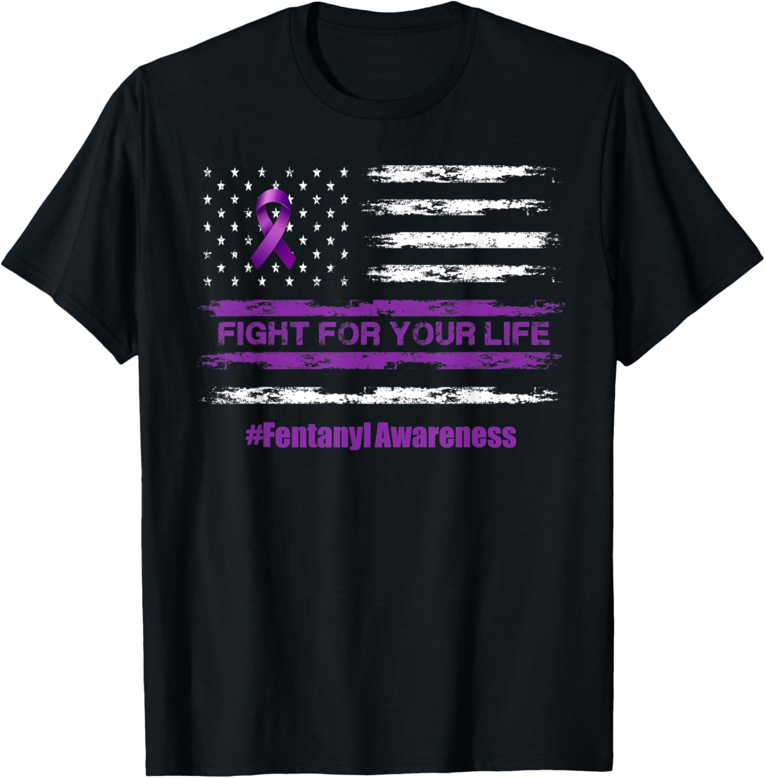 Fight For Your Life Overdose Awareness Purple Ribbon TShirt