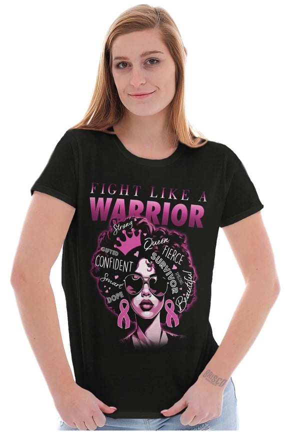 Fight Like A Warrior Black Afro Womens Slim Fit Graphic Tee Brisco Brands X