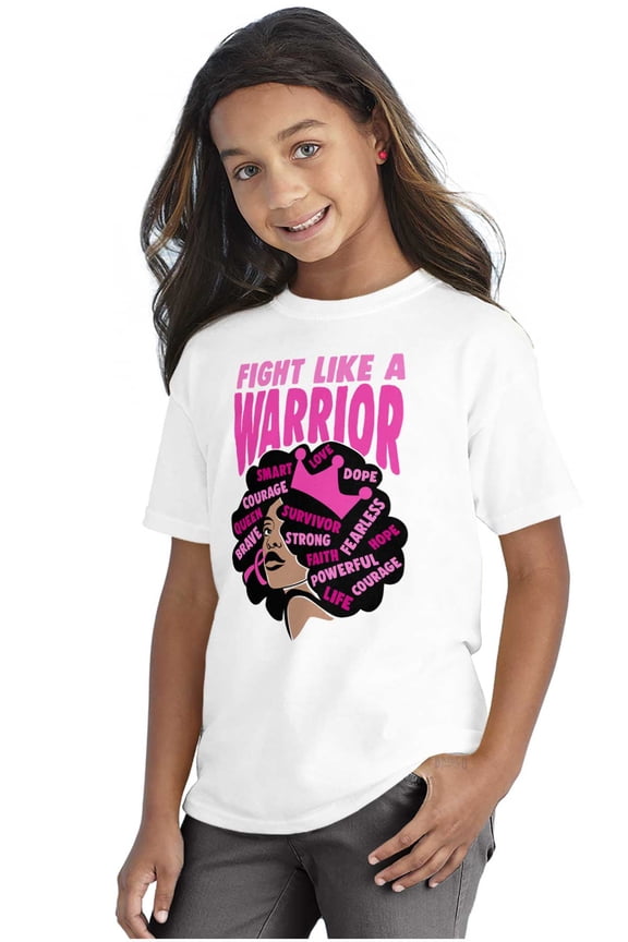 Fight Like A Warrior Black Woman Girls Kids T Shirt Tees Brisco Brands X