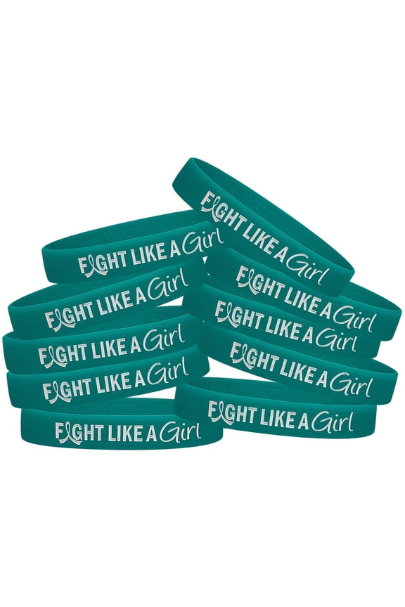Wristband Bracelets Ovarian Cervical Cancer PCOS Interstitial Cystitis Teal (10 Pack)