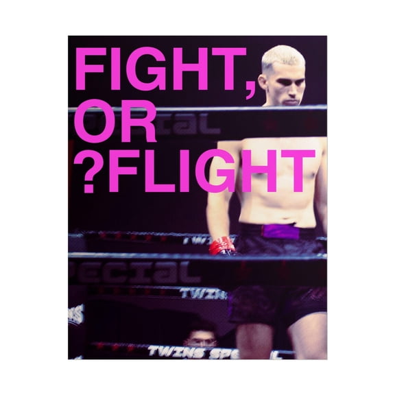 Fight Or Flight Poster, Boxing Ring Photo, Pink Typography