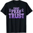 thumbnail image 1 of Fight Pray Trust Cancer Awareness Support Purple Ribbon T-Shirt, 1 of 4