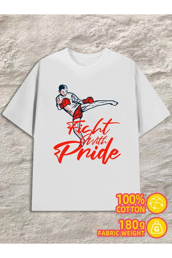 Fight Pride men white 180G 100% Cotton Lightweight,perfect for casual wear,ideal for outdoor activities Basic Unisex Shirt Graphic Tee tshirts Funny Unisex Shirt Cotton tshirts