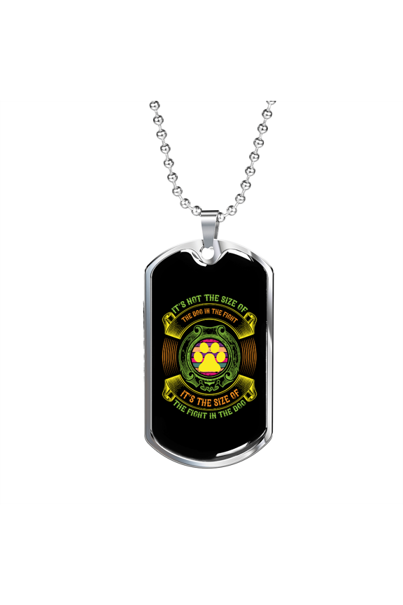 Fight Size Dog Tag Necklace Stainless Steel 24" Chain Silver Tone or Gold Tone