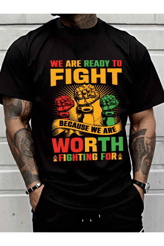 Fight Strong for men black All-season fitness tops, stylish athletic looks, durable activewear Retro Unisex Shirt Short Sleeve tshirts Classic Unisex Shirt Cotton tshirts