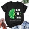 thumbnail image 1 of Fight The Stigma Mental Health Awareness Letter Print T Shirt Women Summer Casual O-Neck Short Sleeve Tops, 1 of 4