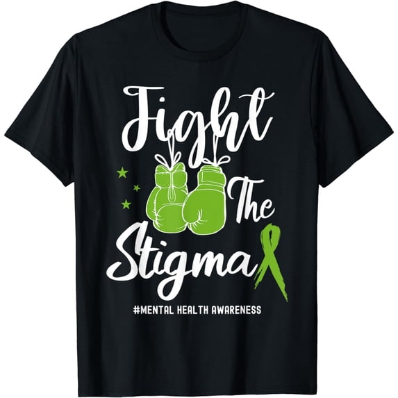 Fight The Stigma Mental Health Awareness May Green Ribbon T-Shirt