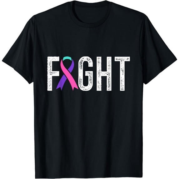 Fight Thyroid Cancer Awareness Ribbon T-Shirt