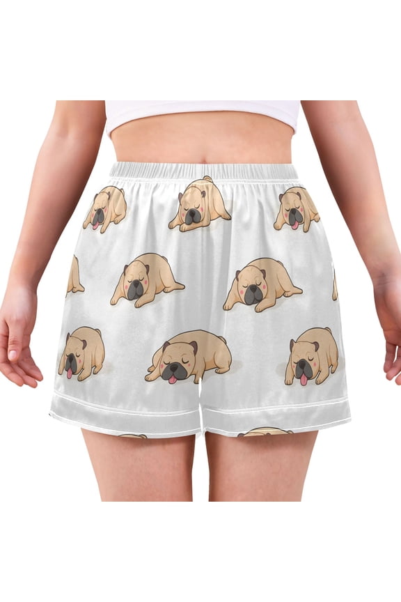 Fight To The Ground Pattern Women's Pajama Shorts Silky Satin Casual Lounge Sleep Zero Pressure
