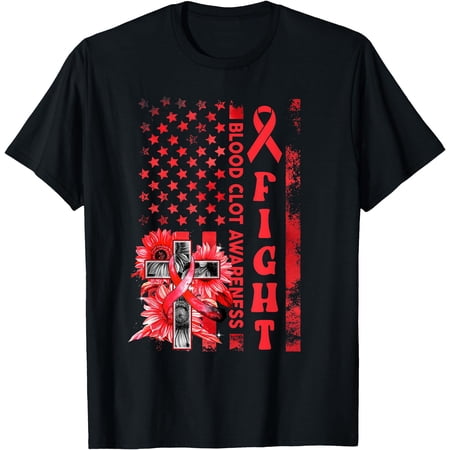 Fight USA Flag Sunflower Christian Blood Clot Awareness T-Shirt