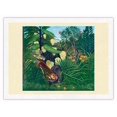 thumbnail image 1 of Fight between a Tiger and a Buffalo - From an Original Color Painting by Henri Rousseau c.1908 - Japanese Unryu Rice Paper Art Print 24 x 32 in, 1 of 4