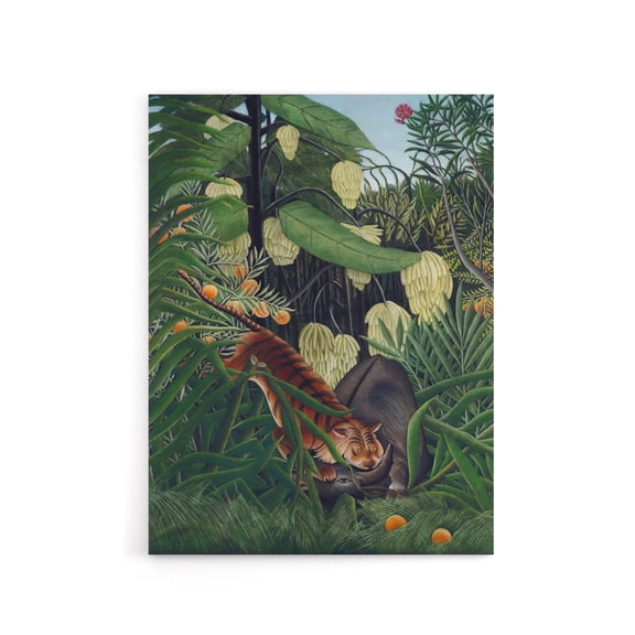 Fight between a Tiger and a Buffalo Rousseau Canvas Wall Art 12X16"