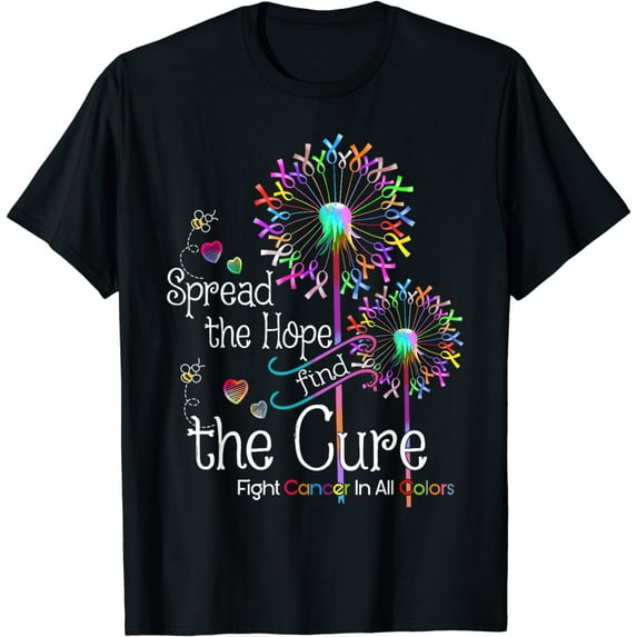 Fight cancer in all and every color ribbons flower heart T-Shirt