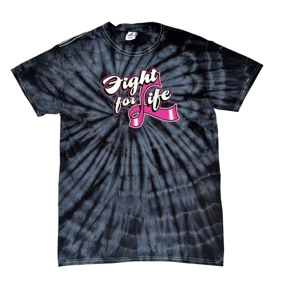 Fight for Life- Breast Cancer Awareness- Adult Short Sleeve T-shirt-blacktiedye-medium