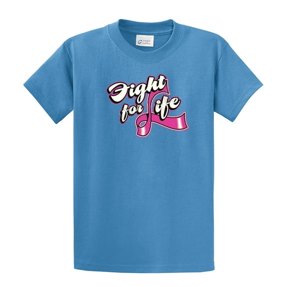 Fight for Life- Breast Cancer Awareness- Adult Short Sleeve T-shirt-carolina-medium